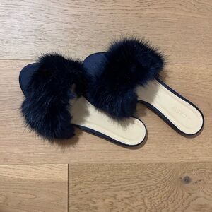 J Crew Faux Fur Slides Size 38